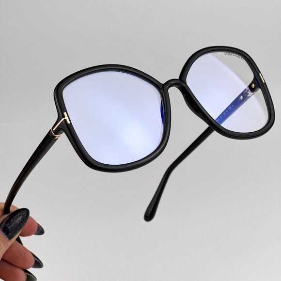 Tom Ford FT5845-B 001 BRAND NEW Eyeglasses Black Blue Block Butterfly Women - Picture 4 of 10